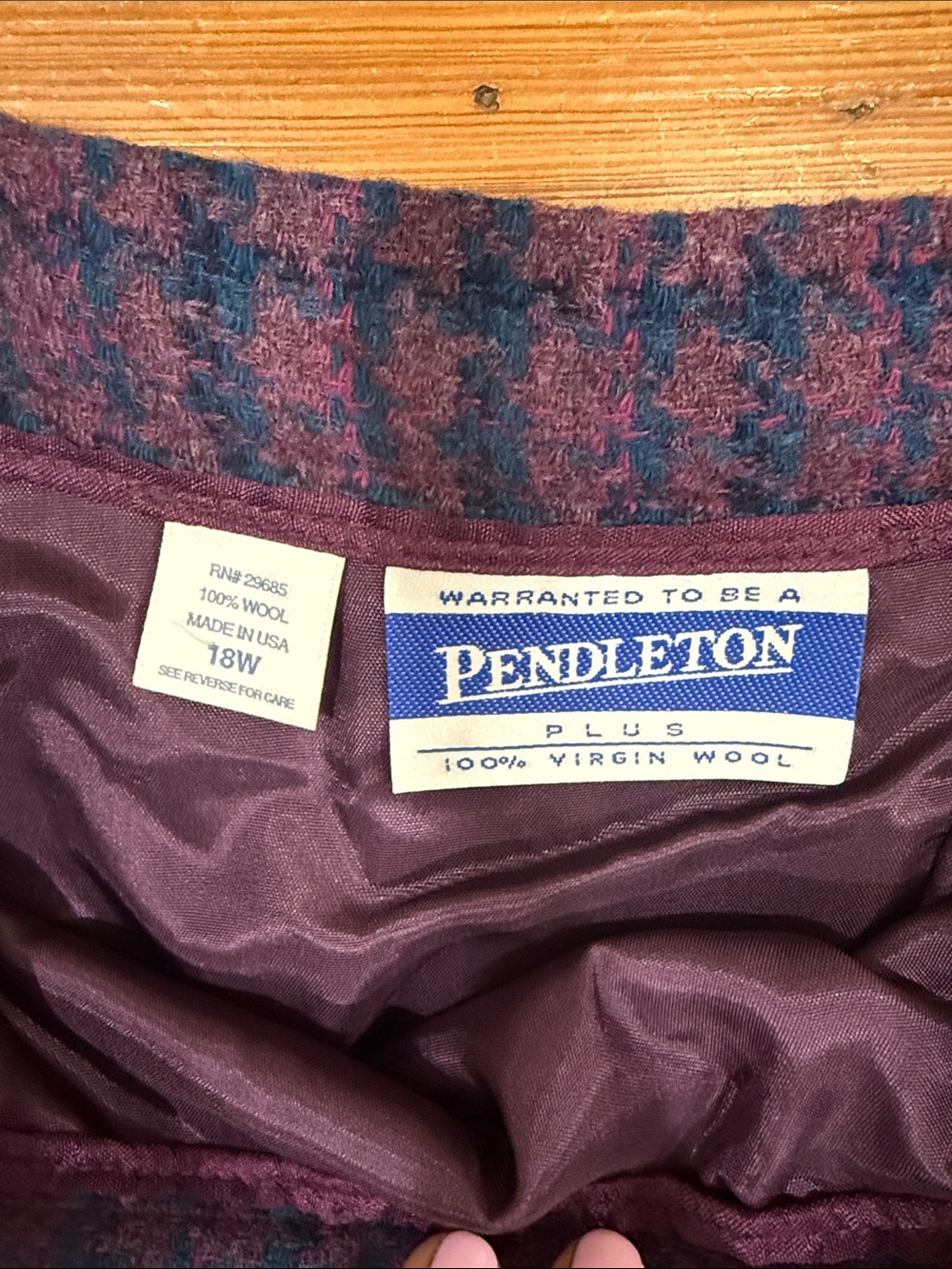 Pendleton Purple and Navy Plaid Wool Pencil Skirt Size 18W - Picture 2 of 9